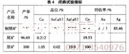 氧化銅浮選設(shè)備配套閉路試驗(yàn)技術(shù)指標(biāo)